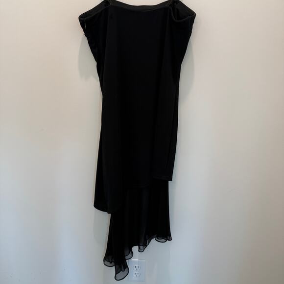 Jessica McClintock Dress Size 14 Black Rhinestones Sequins Asymmetrical - Picture 11 of 16